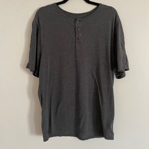 Lululemon Mens Short Sleeve Henley Shirt Charcoal Gray size Large
